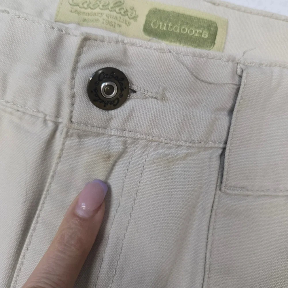 Cabelas Outdoors Mens 38 Cargo Shorts Tan Khaki Elastic Waist Utility Hiking